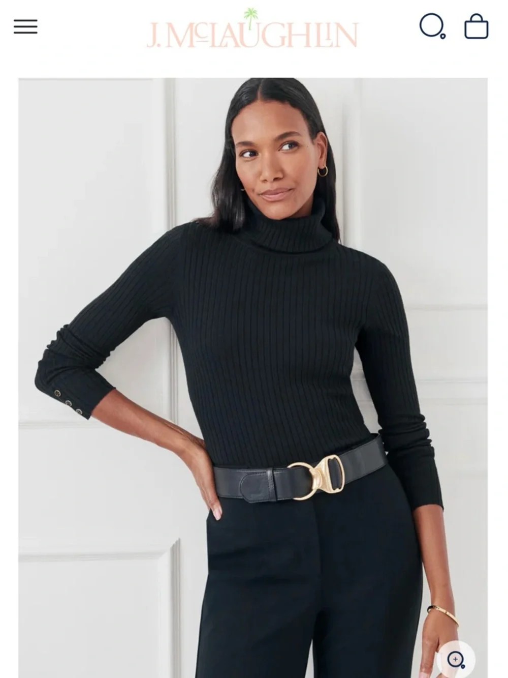 J. McLaughlin Arlette Turtleneck in Black Metallic size S